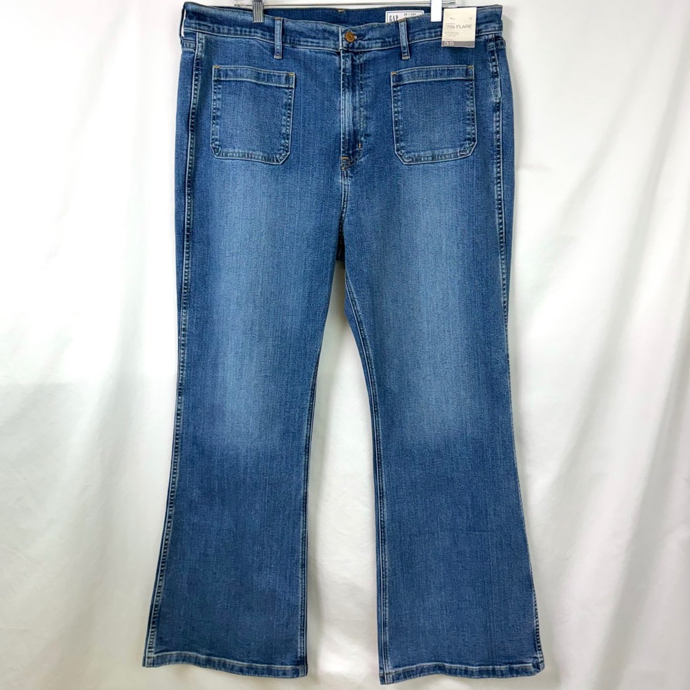 GAP NEW 70s Flare High Rise Jeans Women's Plus 35/20R Retro Pockets Medium Wash